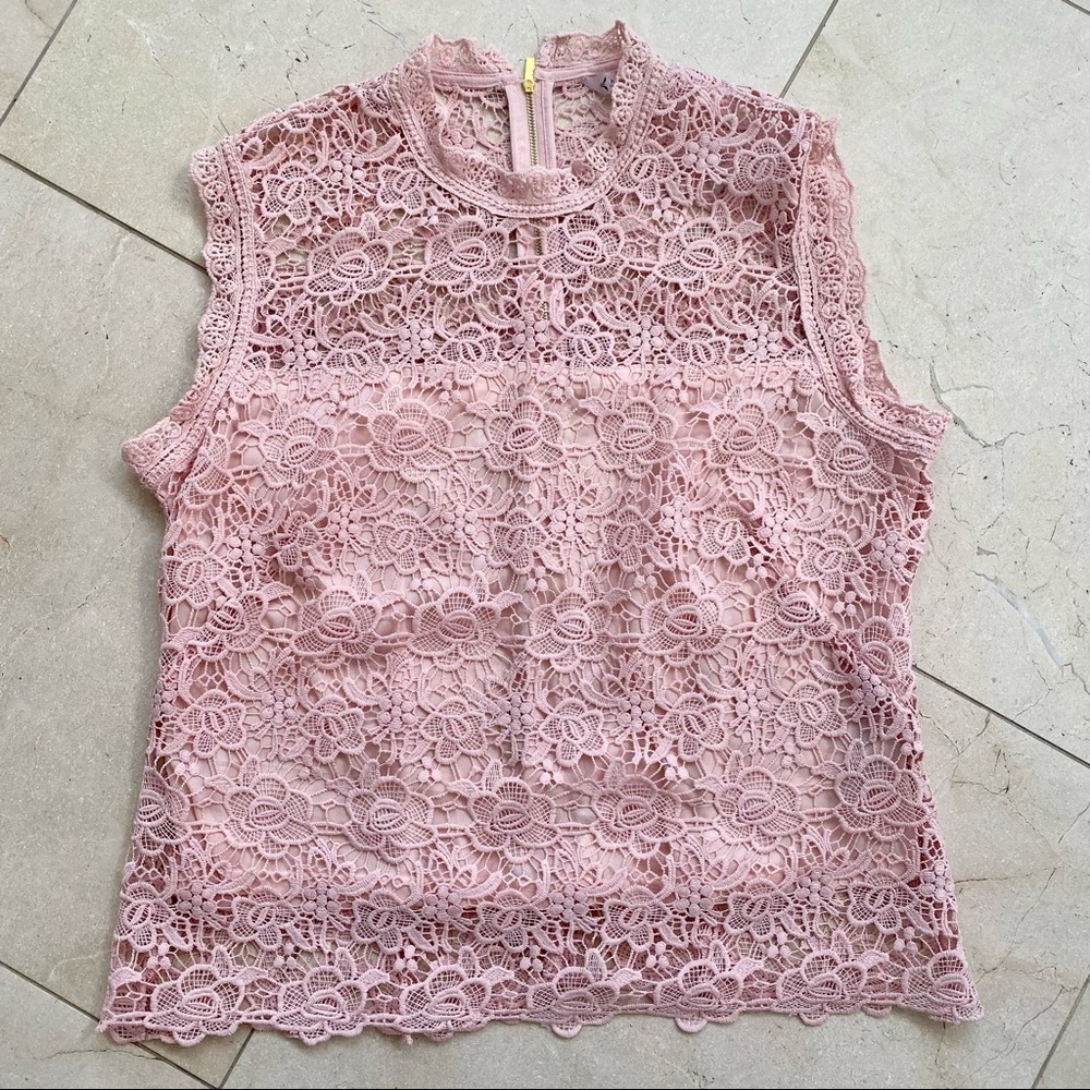 Nanette Lapore Blush Pink Lace Sleeveless Top XL - Picture 2 of 4